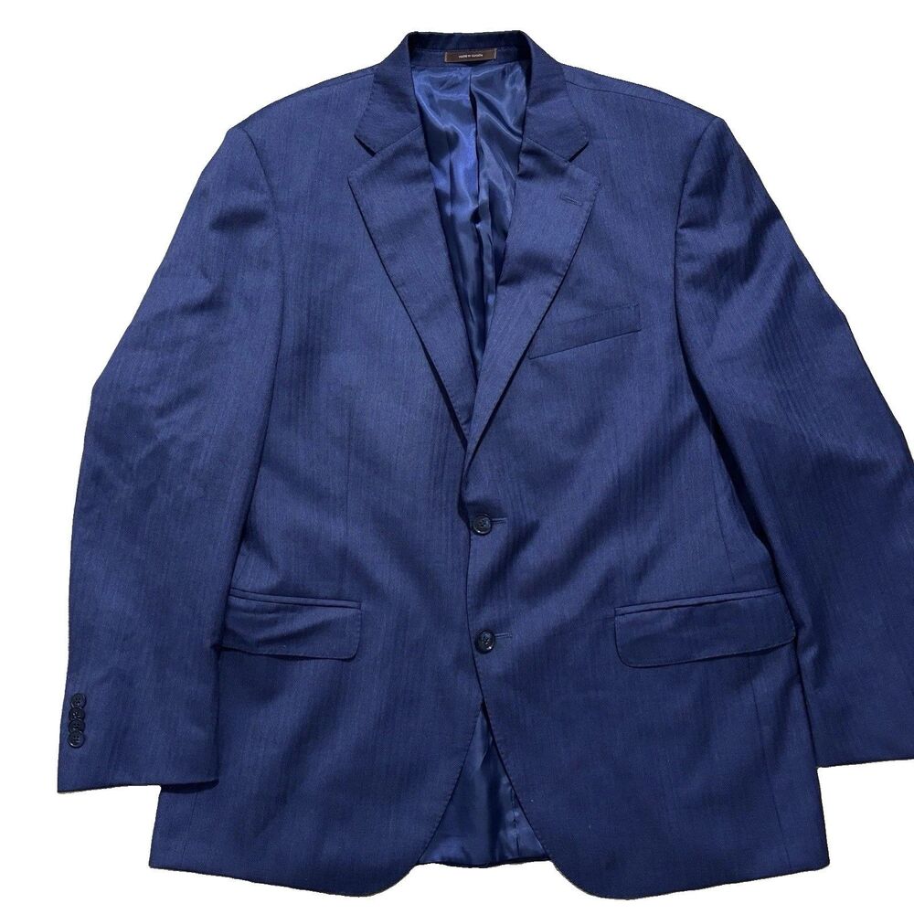 Peter Millar Blazer Mens 42R Navy Blue Herringbone Wool Jacket Business Preppy